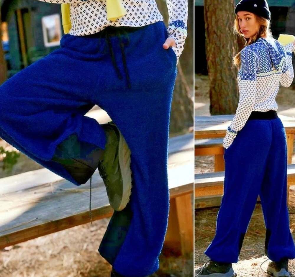 Free People Movement Cuddle Up Pants Prep School Blue terry cloth XS joggers